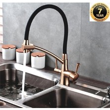 OEM Mutfak Evye Bataryası Dual Flow Su Arıtma Çıkışlı Fıskiyeli Rose Renk 7 Yıl Garanti İthal