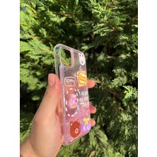 Ome Kabartmalı Yüzen Simli Apple iPhone Kılıf - Cute Series