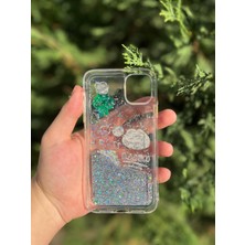 Ome Kabartmalı Yüzen Simli Apple iPhone Kılıf - Cute Series