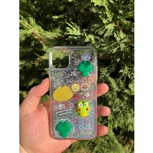 Ome Kabartmalı Yüzen Simli Apple iPhone Kılıf - Cute Series