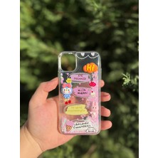 Ome Kabartmalı Yüzen Simli Apple iPhone Kılıf - Cute Series