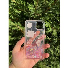 Ome Kabartmalı Yüzen Simli Apple iPhone Kılıf - Cute Series