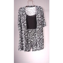 Siyah Zebra Desen 3'lü Şort Pijama Takımı - Çeyizlik Nisan Bohçası Hediyelik -Sevgililergünü