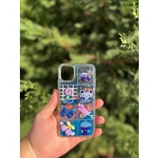 Ome Kabartmalı Yüzen Simli Apple iPhone Kılıf - Cute Series