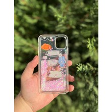 Ome Kabartmalı Yüzen Simli Apple iPhone Kılıf - Cute Series