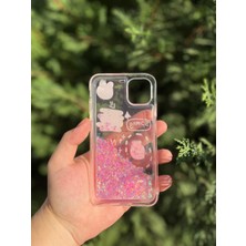 Ome Kabartmalı Yüzen Simli Apple iPhone Kılıf - Cute Series