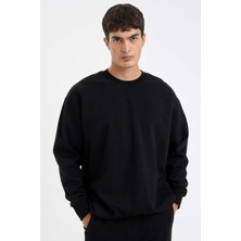 DeFacto Oversize Geniş Kalıp Bisiklet Yaka Kalın Basic Düz Sweatshirt T5139AZ24AU