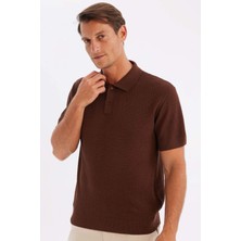 DeFacto Standart Fit Normal Kesim Polo Yaka Basic Düz Kısa Kollu Ajurlu Triko Tişört C9582AX24SM