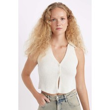 DeFacto Coool Slim Fit Dar Kesim Düğmeli Triko Yelek D3584AX24HS