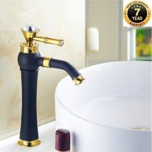 OEM Banyo Çanak Lavabo Bataryası Siyah Gold Renk Taşlı Model 7 Yıl Güvenceli İthal