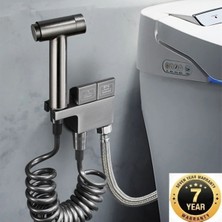 OEM Banyo Bide Basınçlı Püskürtücü Taharet Musluğu Klozet Hortumu Antrasit Renk İthal 7 Yıl Güvenceli