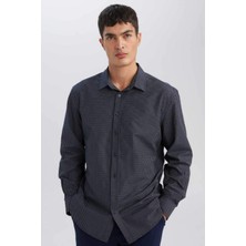DeFacto Modern Fit Poplin Desenli Pamuk Karışımlı Uzun Kollu Gömlek D3377AX24AU