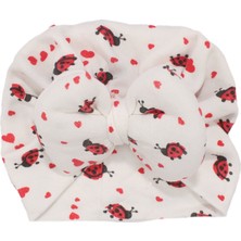 Bebegen Kız Bebek Beyaz Kırmızı Uğur Böceği Desenli Penye Bone