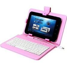 KB-TAB07 7" Pembe Micro+Mini USB Türkçe Q Klavye Tablet Pc Kılıfı