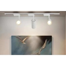 3 Adet Dekoratif LED Ray Spot + 1 Metre Ray Beyaz Kasa Beyaz Işık