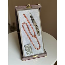 Kehribar Store Katalin Kehribar Tesbih Gömme Kutulu Bıçak Çakmak Özel Set Erkek Hediye Sertifikalı