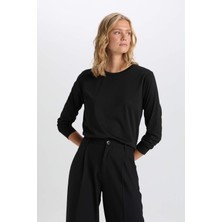 DeFacto Regular Fit Bisiklet Yaka Basic Düz Casual Uzun Kollu Tişört A5028AX24WN
