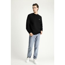 Bisiklet Yaka Regular Fit Nakışlı Pamuklu Sweatshirt