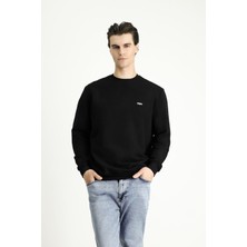 Bisiklet Yaka Regular Fit Nakışlı Pamuklu Sweatshirt