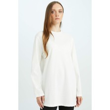 DeFacto Regular Fit Bisiklet Yaka Basic Düz Uzun Kollu Tişört Tunik D4897AX24WN