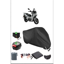 Breen Rks Velloce 150 Için Arka Çanta ve Kilit Uyumlu Siyah Motosiklet Branda, Güvenli