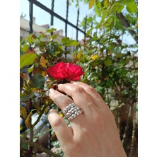 Luna Jewelry Kadın Gümüş Renk Üç Sıra Burgu Model Ayarlanabilir 316 L Çelik Yüzük