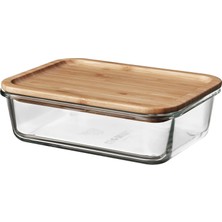 IKEA Cam 1,0 Lt Bambu Kapaklı Vakumlu Saklama Kabı Uzunluk: 21 cm  Genişlik: 15 cm  Yükseklik: 7 cm