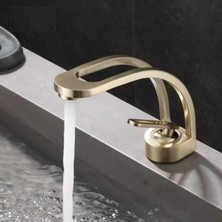 OEM Banyo Lavabo Bataryası Mat Gold Renk Şelale Yeni Tasarım 7 Yıl Güvenceli İthal