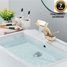 OEM Banyo Lavabo Bataryası Mat Gold Renk Şelale Yeni Tasarım 7 Yıl Güvenceli İthal