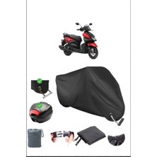 Yamaha Rayzr Için Arka Çanta Ve Kilit Uyumlu Siyah Motosiklet Branda, Güvenli