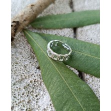 Luna Jewelry Kadın Gümüş Renk Gurmet Zincir Model Ayarlanabilir 316 L Çelik Yüzük