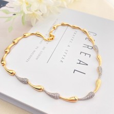 Kyver Damla Kolye Sıralı Damla Botte Kolye 40 cm Gold Gümüş