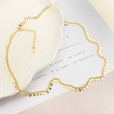 Kyver Pullu Kolye Kadın Shakira Kolye Kararmaz Xuping 45artı5cm 14 Ayar Gold