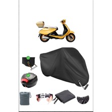 Breen Yuki Gelato 125 Için Arka Çanta ve Kilit Uyumlu Siyah Motosiklet Branda, Güvenli