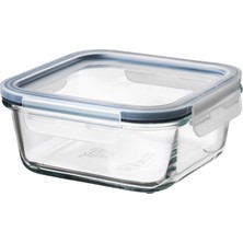 Cam Saklama Kabı Plastik Kapaklı Vakumlu 600 ml Uzunluk: 15 cm  Genişlik: 15 cm  Yükseklik: 7 cm