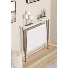 Pinhal Home 60  cm  Oval Kenar Dresuar Petek Üstü Beyaz Gold Ayak