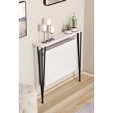 Pinhal Home Oval Kenar Dresuar Beyaz 100 cm  Siyah Ayak