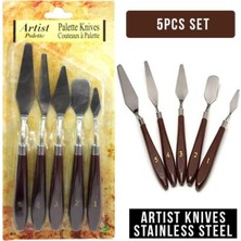 5 Li Metal Spatula Seti Spatul Akrilik Yağlı Boya Hobi Çalışmalar