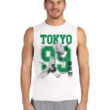 Rock&Roll Tokyo 99 Beyaz Erkek Kesik Kol / Kolsuz T-Shirt