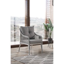 EVDEMO Joy Rattan Puflu Bahçe Balkon Takımı 3+1+1+ Camlı Masa Kemik Rengi