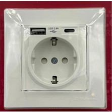 Mutlusan Rita Topraklı  Priz Usb+Type-C  (2220 629 0201B)  Beyaz Blisterli