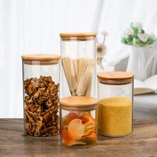 Lizzy 6 Adet 1800 ml Bambu Kapaklı Lüks Yuvarlak Bakliyat Seti