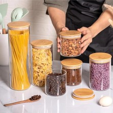 Lizzy 6 Adet 1800 ml Bambu Kapaklı Lüks Yuvarlak Bakliyat Seti