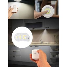 Tezgah Altı Yapışkanlı Kablosuz Pilli LED 3'lü Spot Beyaz Işık