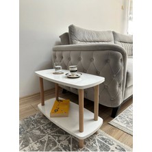 Pinhal Home Beyaz Iki Katlı Yan Sehpa Koltuk Yanı