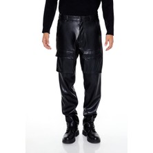 F21 Slim-Fit Suni Deri Kargo Pantolon