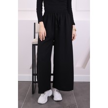 İmaj Butik Siyah Bol Paça Ayrobin Pantolon
