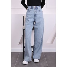 İmaj Butik Açık Mavi Yüksek Bel Palazzo Kot Pantolon