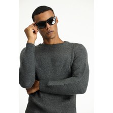 Kiğılı Bisiklet Yaka Regular Fit Dikişsiz Desenli Triko Kazak