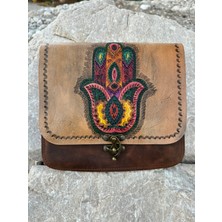 Sanatsal Şık Tasarım Kadın Ayarlanabilir Askılı El Yapımı Postacı Çantası - Kaliteli Gerçek Deri